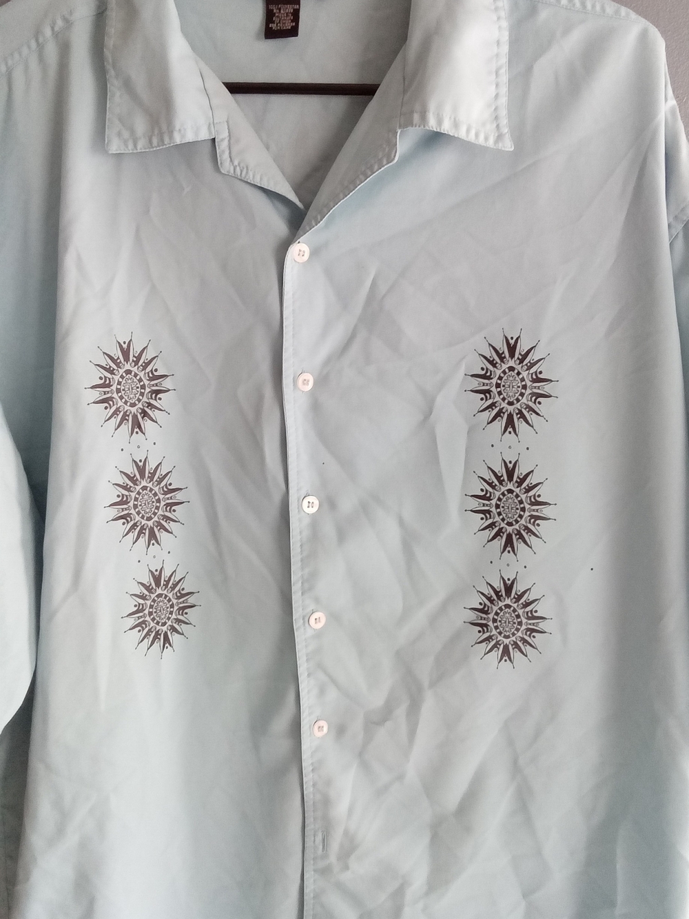 Fizzaro Collection Mens Light Blue Sunburst Embroidered Short Sleeve Shirt XL - Picture 4 of 7